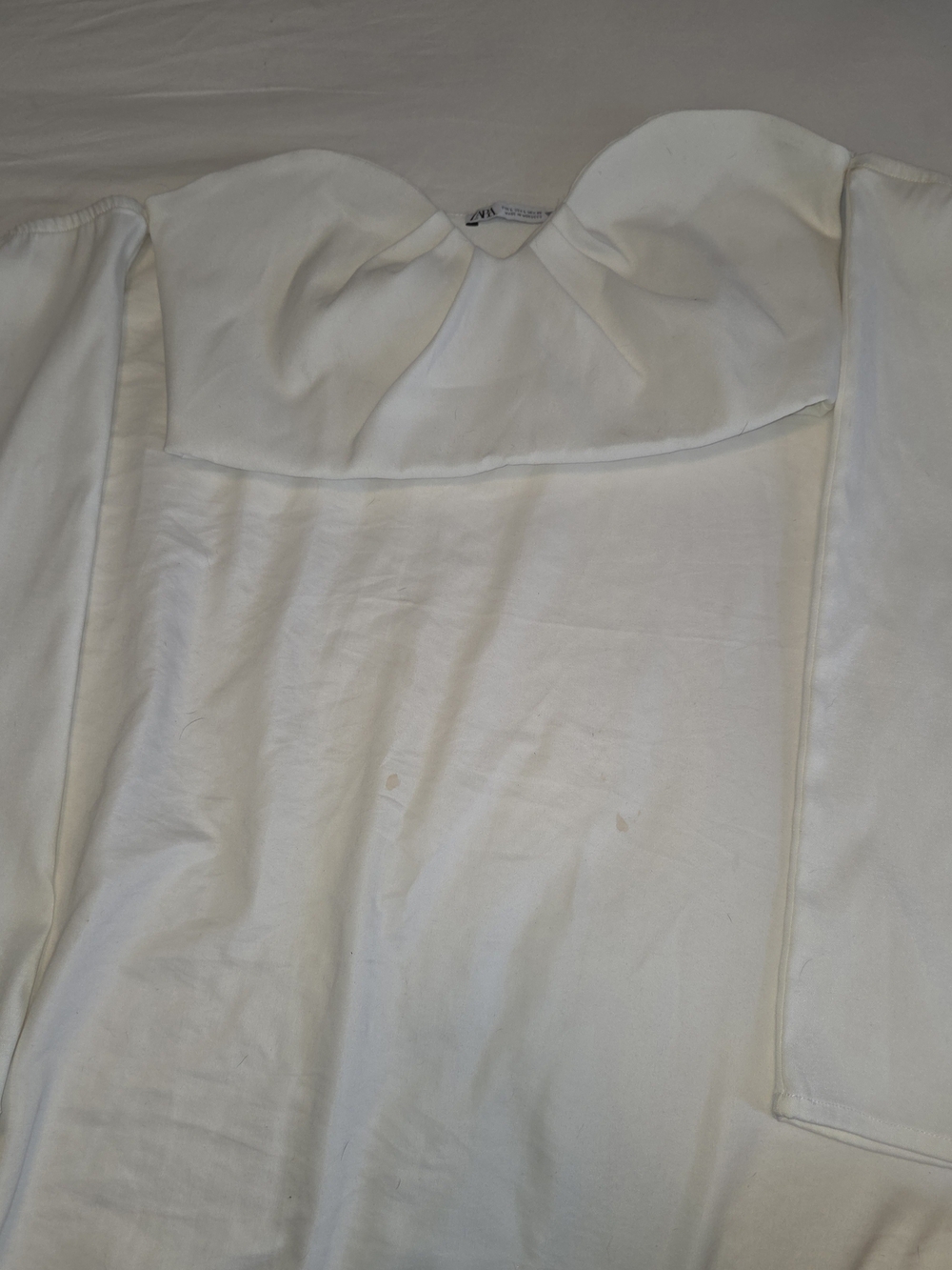 Zara White Off-Shoulder Sweetheart Tunic Top